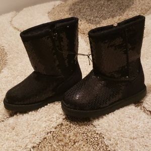 Brand New little girls sequined black boots